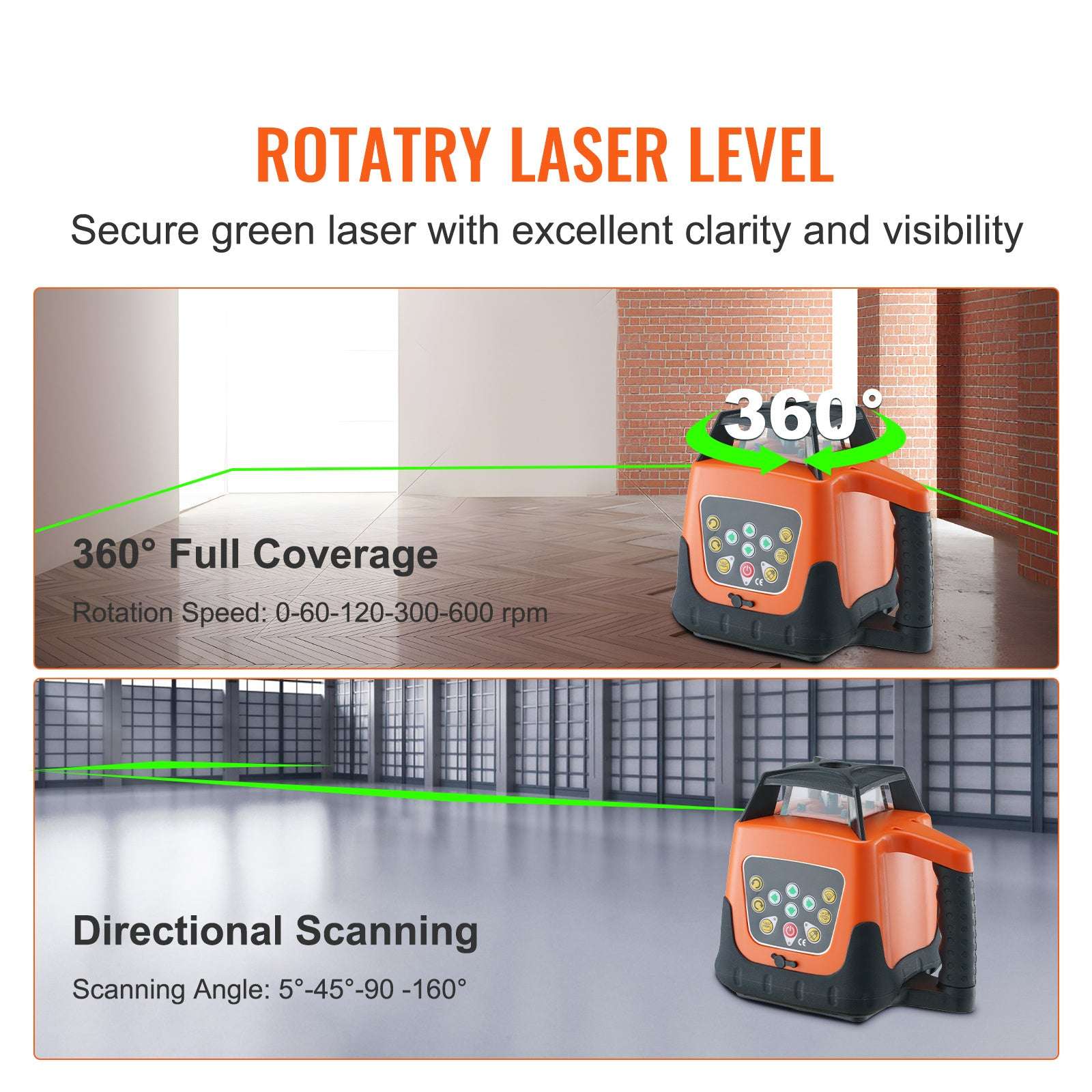 VEVOR Laser Level 2000ft 360 Degree Green Cross Line