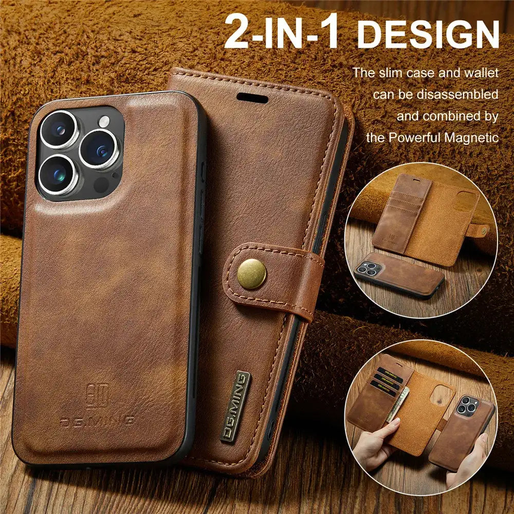 Detachable Magnetic Leather Phone Case