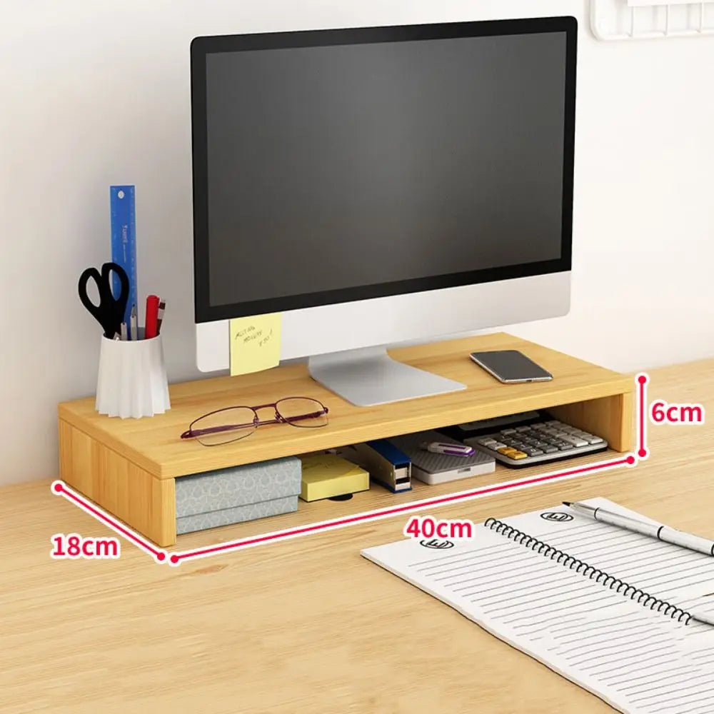 Wood Desktop Computer Stand for Monitor & Laptop