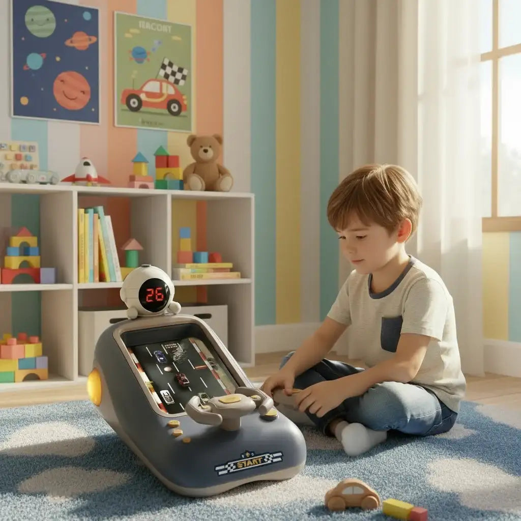 Kids Racing Car Adventure Game with Steering Wheel & Timer