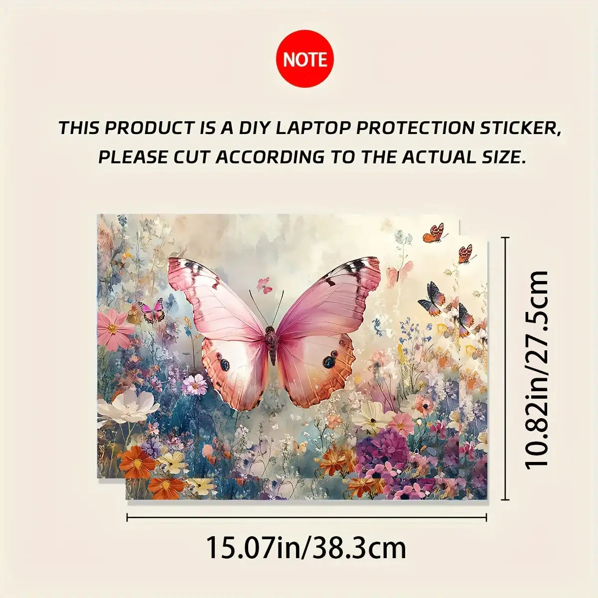 Butterfly Laptop Stickers – Beige, Waterproof -2Pcs 