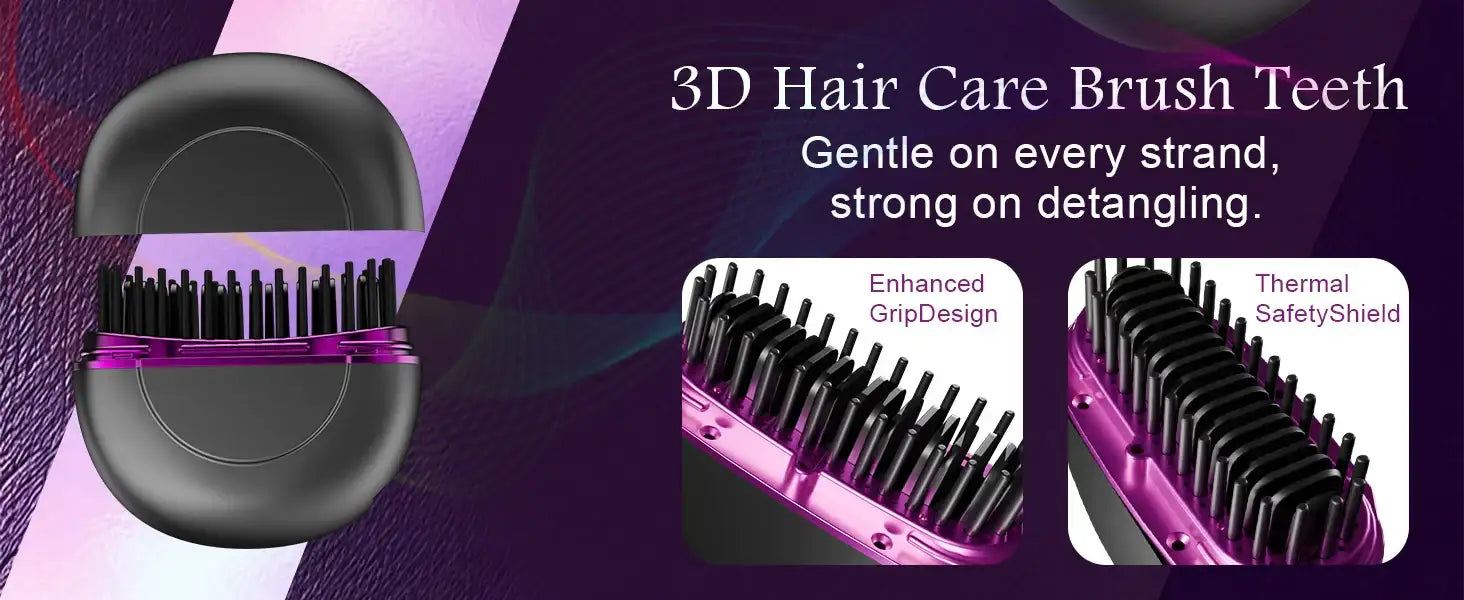 Portable Hair Straightener Brush – Fast Heating Styling Tool