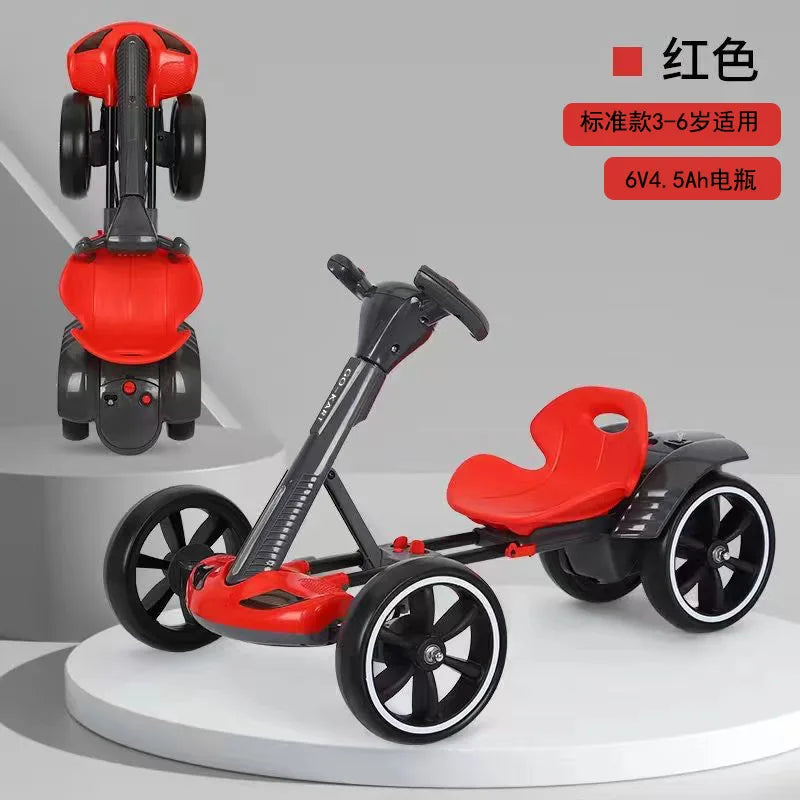 Kids Electric Go Kart with Double Battery Ride - Foldable 