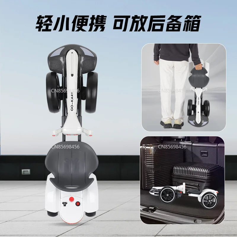 Kids Electric Go Kart with Double Battery Ride - Foldable 