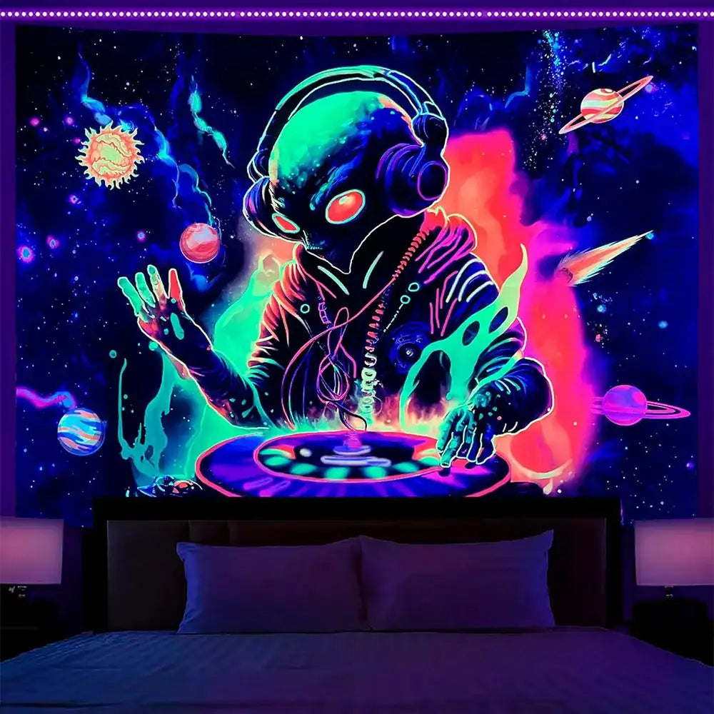 UV Reactive Alien Black Light Tapestry