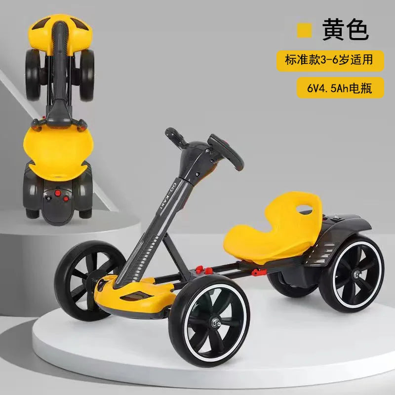 Kids Electric Go Kart with Double Battery Ride - Foldable 