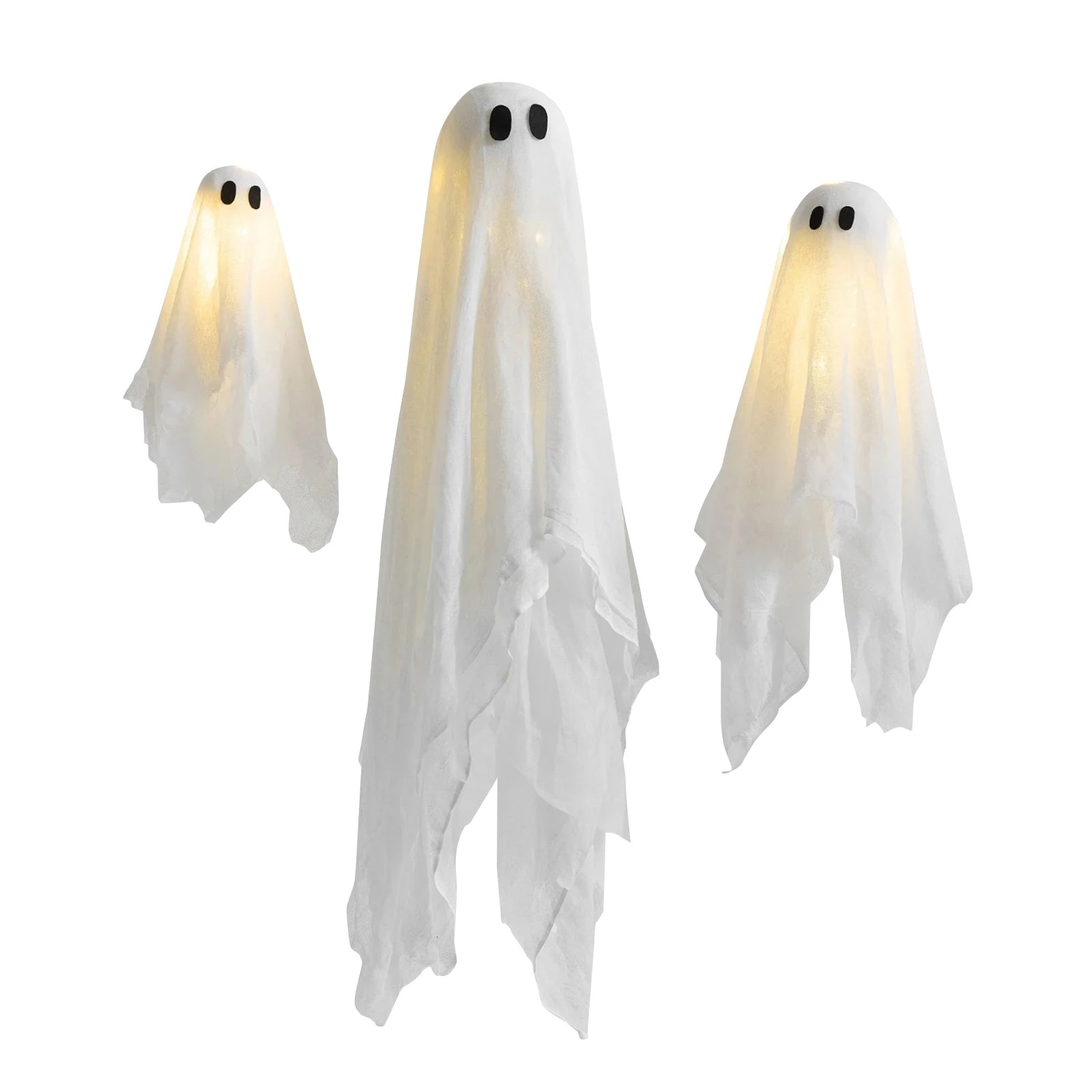 Halloween Glowing Hanging Ghost Ornaments 3pcs Pack