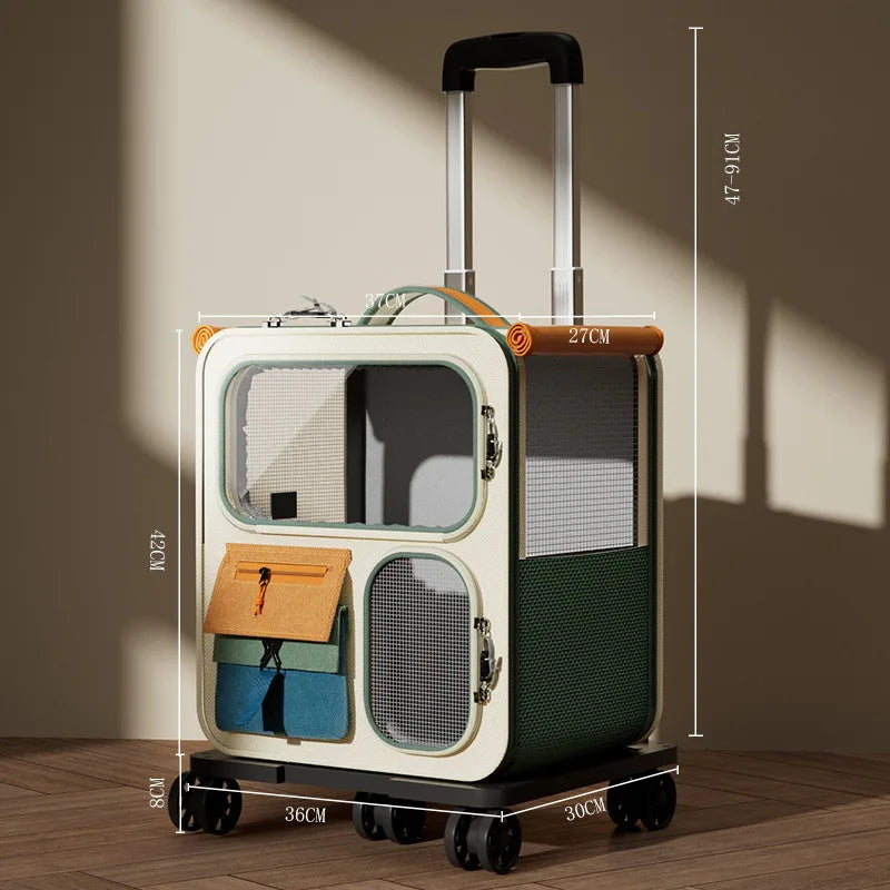 Rolling Cat Carrier with Wheels