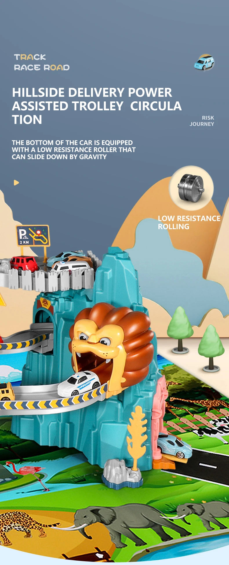 Lion Theme Car Track Toy
