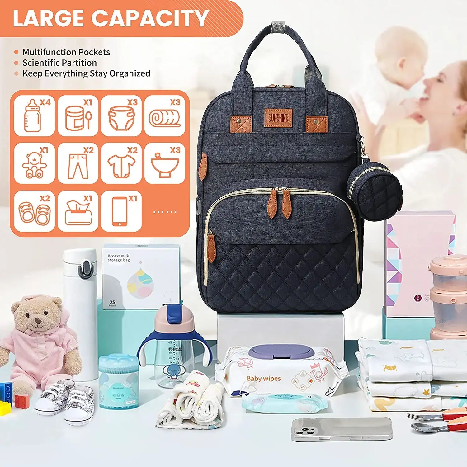 3-in-1 Baby Travel Diaper Bag