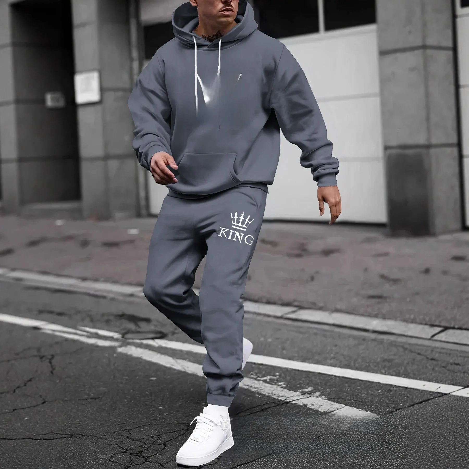 Men's Thickened Hoodie And Pants Set