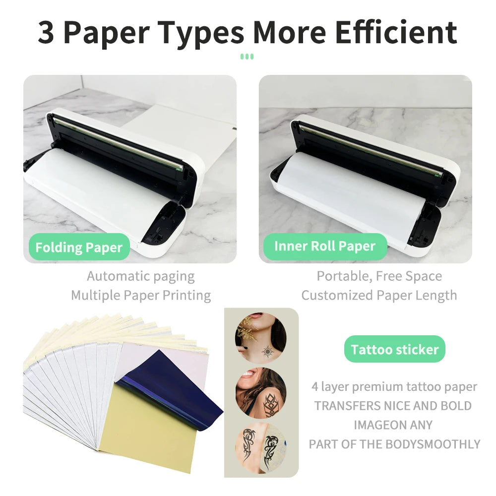Portable A4 Thermal Printer - Wireless Mini Tattoo Printer