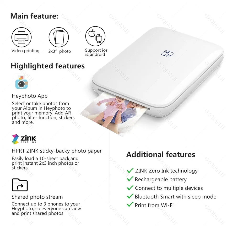 HPRT MT53 Portable printer - Mini Mobile Photo Printer