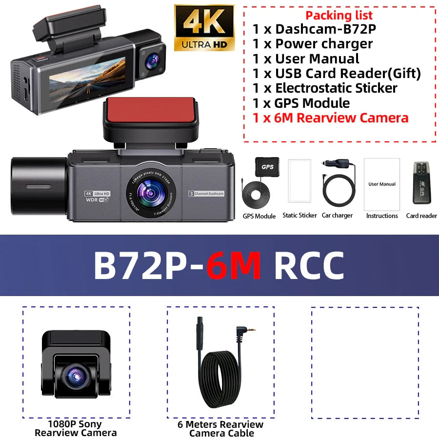4K 3 Channel Dashcam