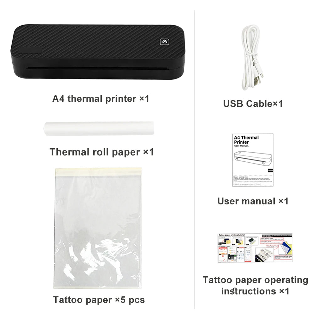 Portable A4 Thermal Printer - Wireless Mini Tattoo Printer