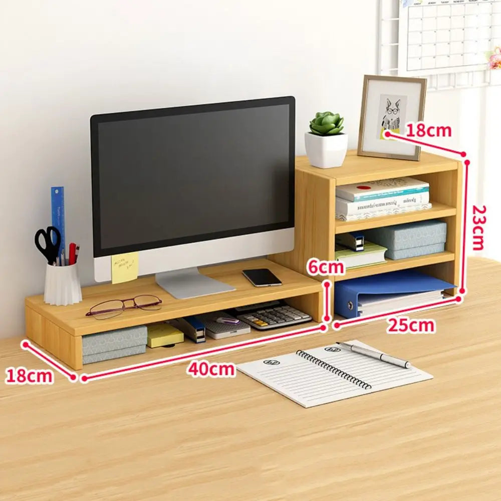 Wood Desktop Computer Stand for Monitor & Laptop