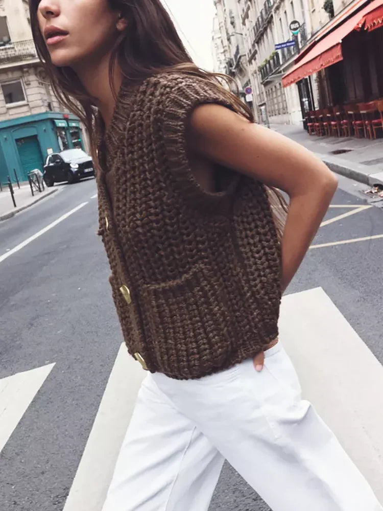 Vintage Crochet Waistcoat for Women