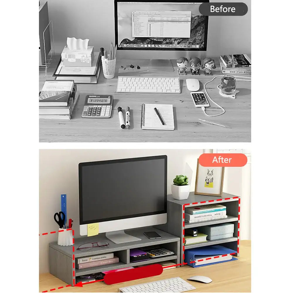 Wood Desktop Computer Stand for Monitor & Laptop