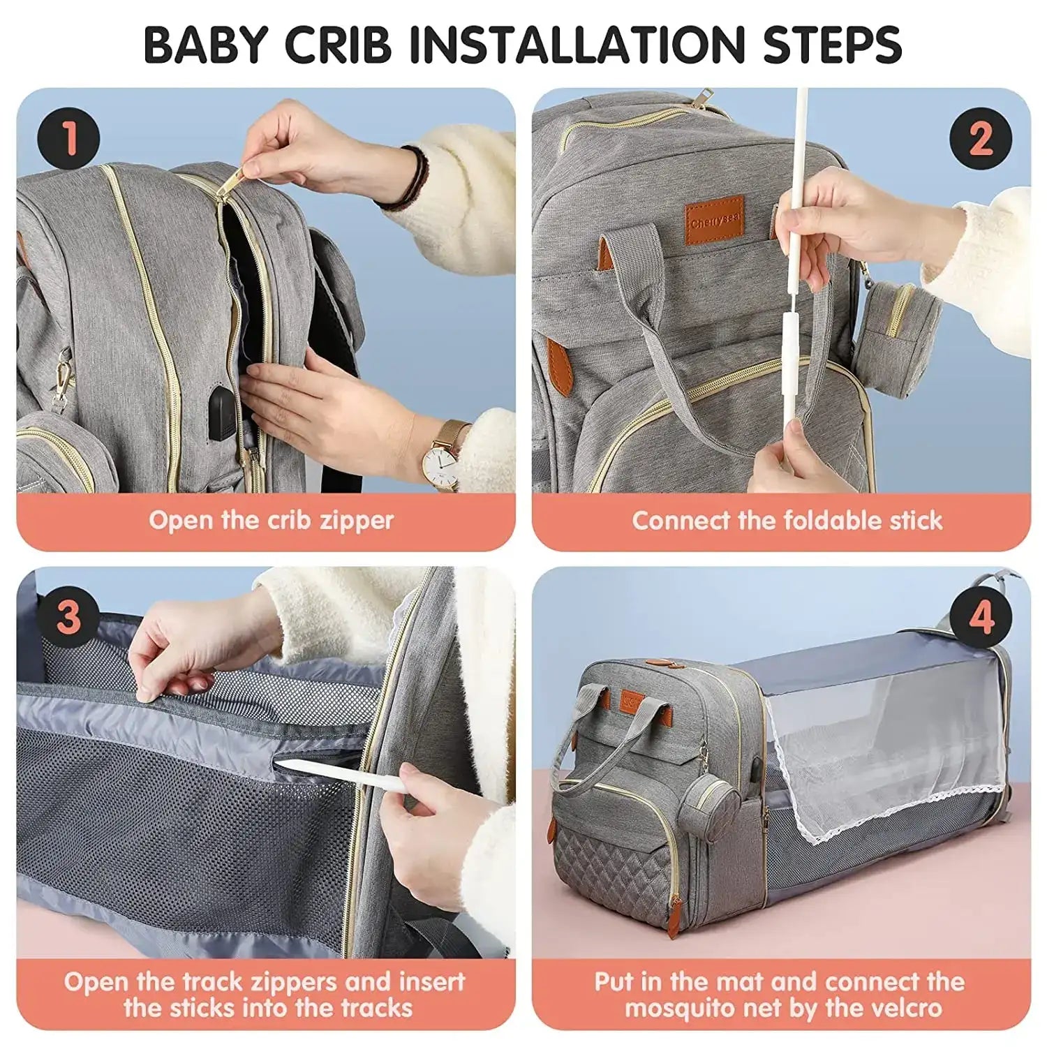 3-in-1 Baby Travel Diaper Bag