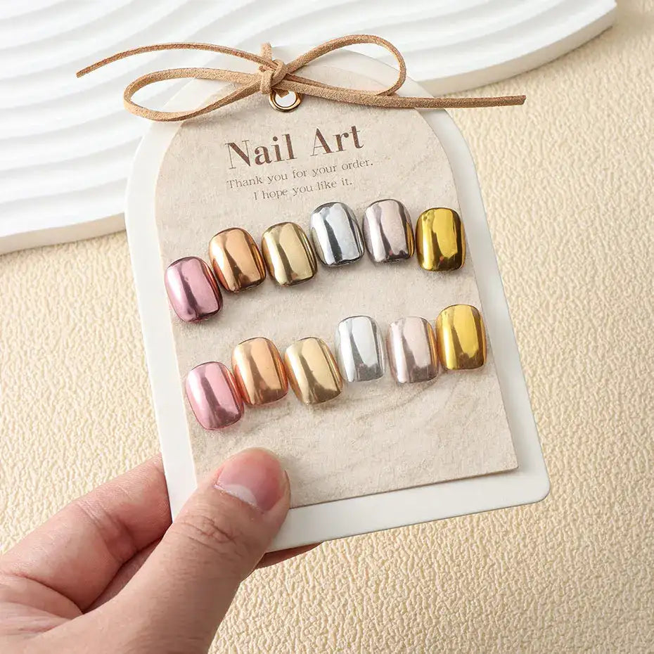 Gold Metallic Mirror Nail Powder – 6pc Chrome Set