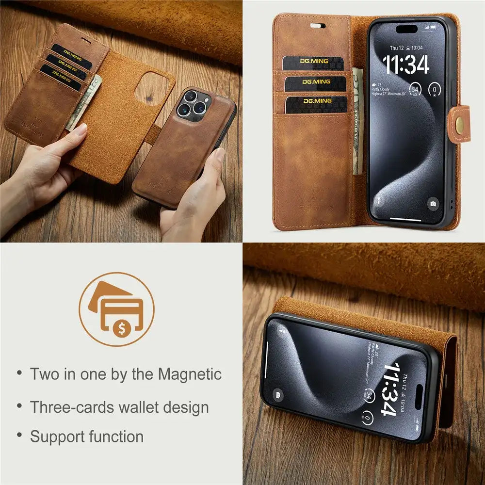 Detachable Magnetic Leather Phone Case