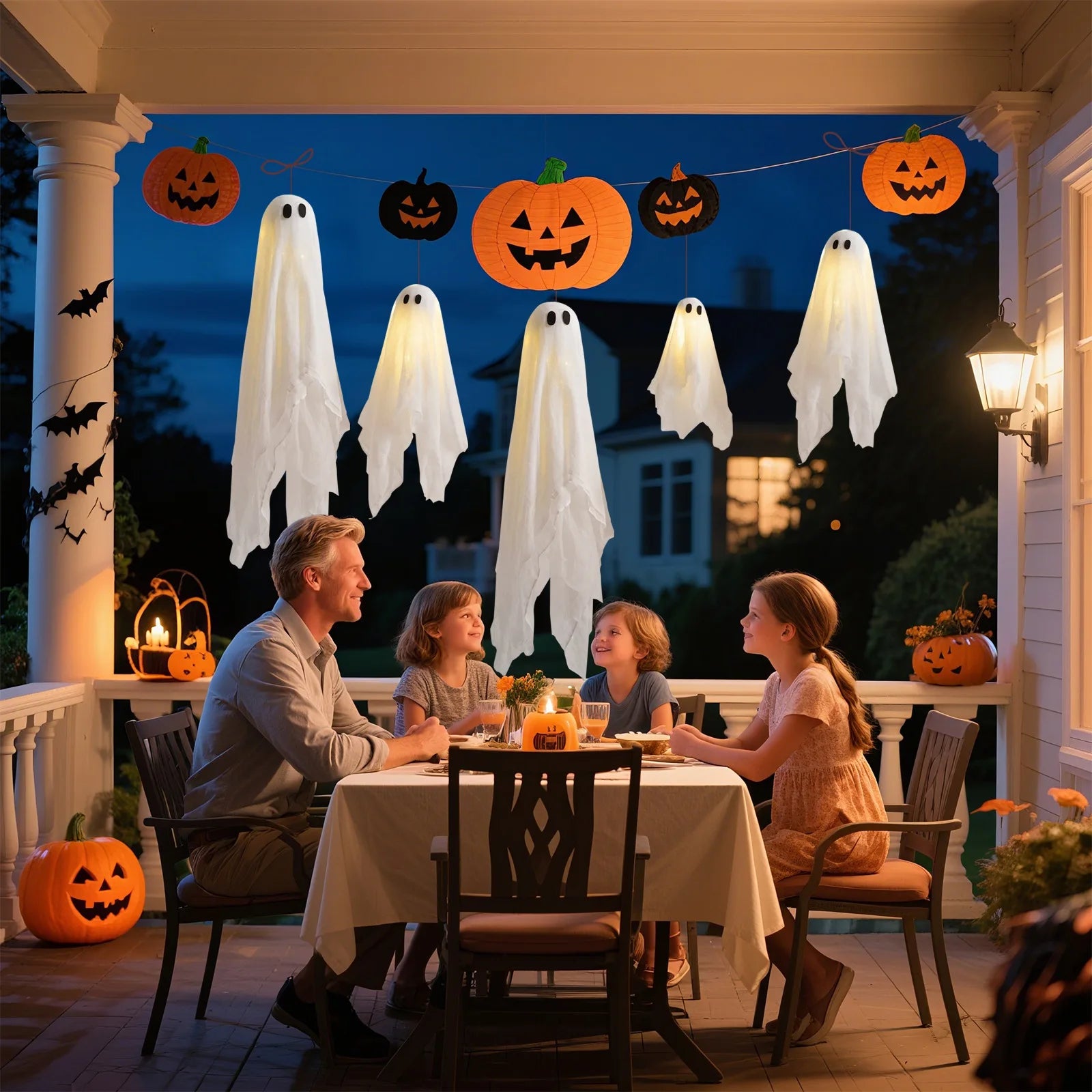 Halloween Glowing Hanging Ghost Ornaments 3pcs Pack