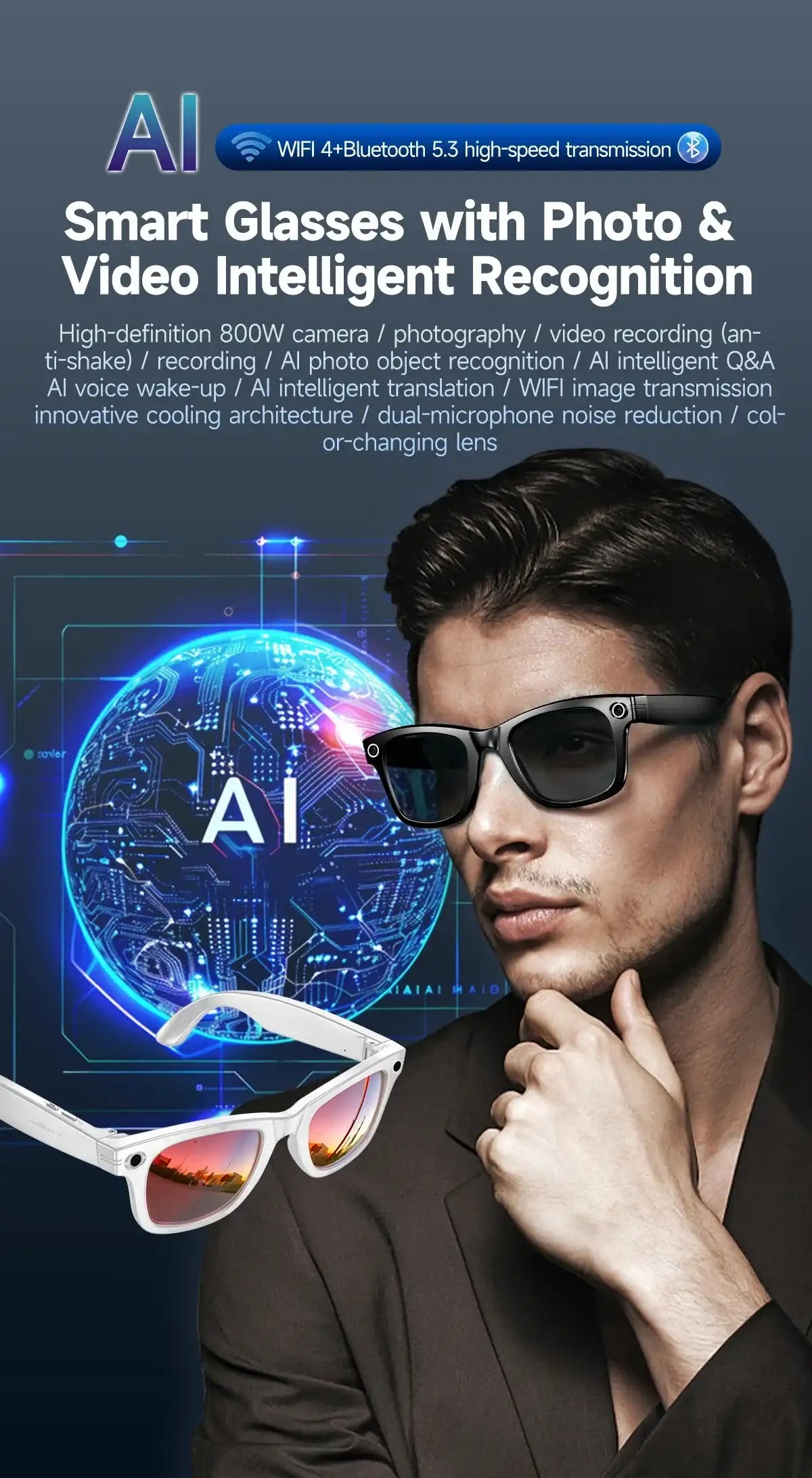 AI Smart Glasses with Camera