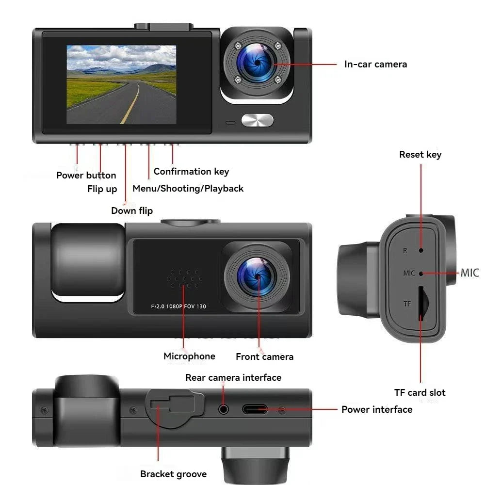3-Channel Dashcam
