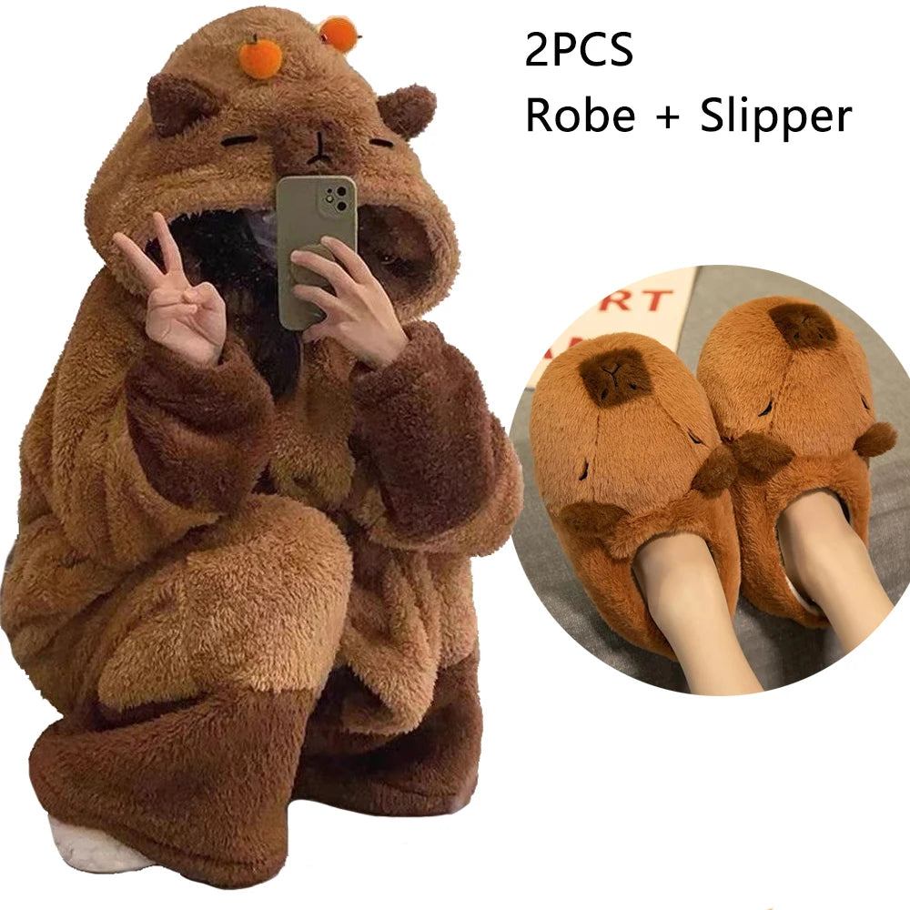 Capybara Onesie Pajamas – Cozy Winter Animal Suit