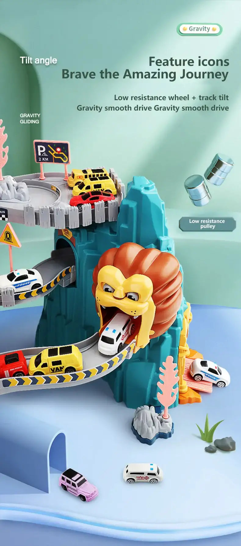 Lion Theme Car Track Toy