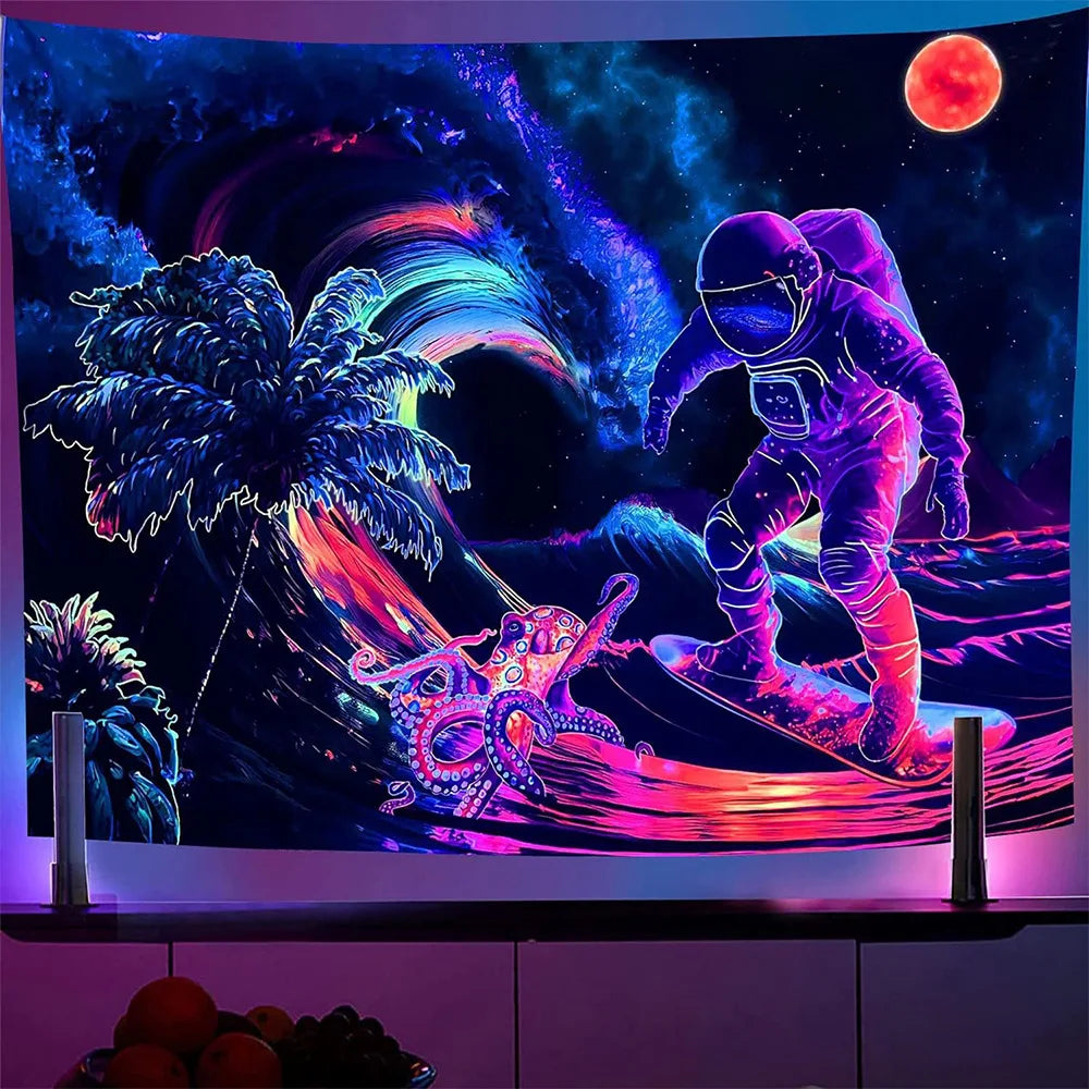 UV Reactive Alien Black Light Tapestry