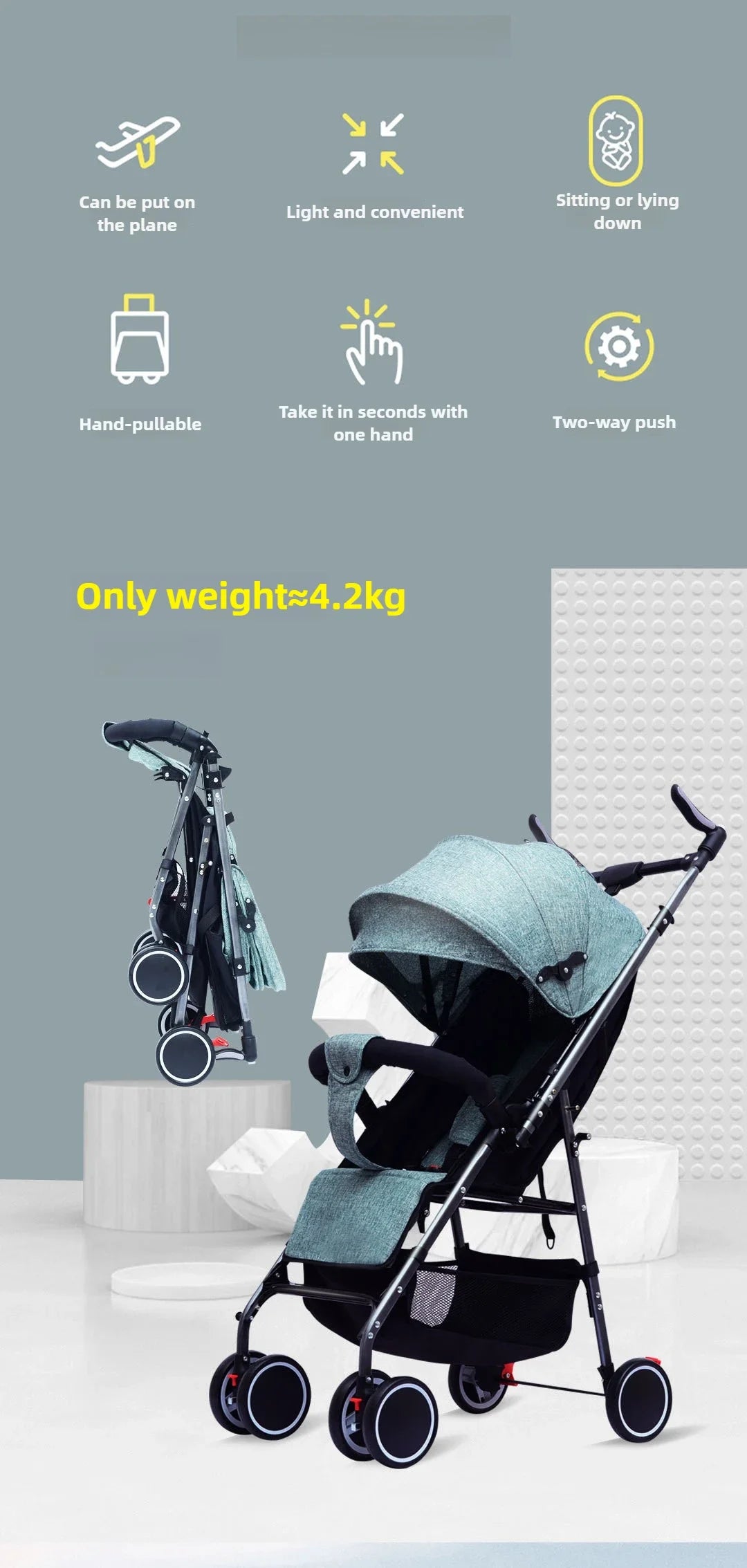 Baby Stroller – Lightweight Foldable Two-Way -2025 