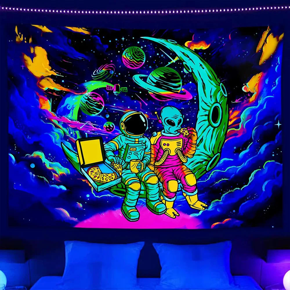 UV Reactive Alien Black Light Tapestry