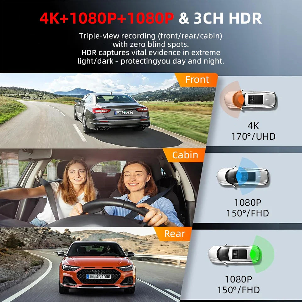 4K 3 Channel Dashcam