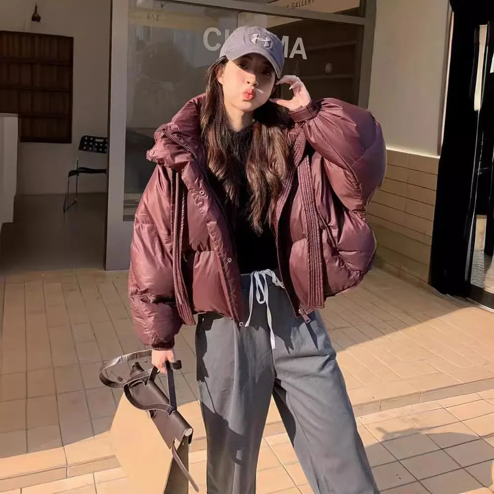 Women Cropped Winter Puffer Jacket 