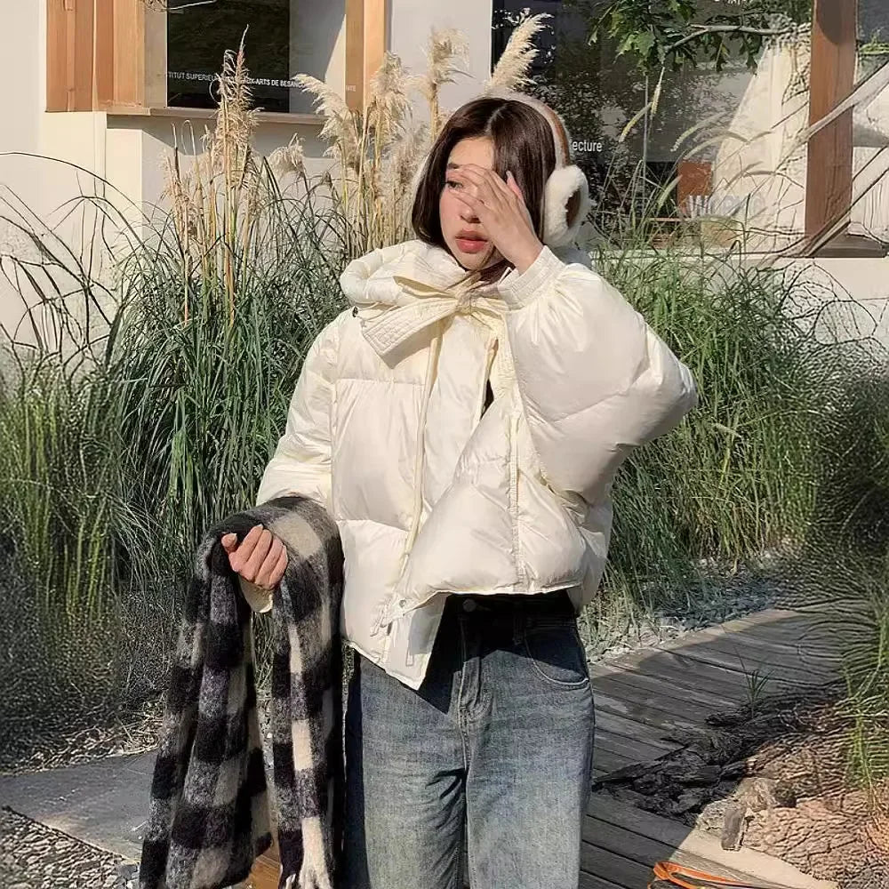 Women Cropped Winter Puffer Jacket 