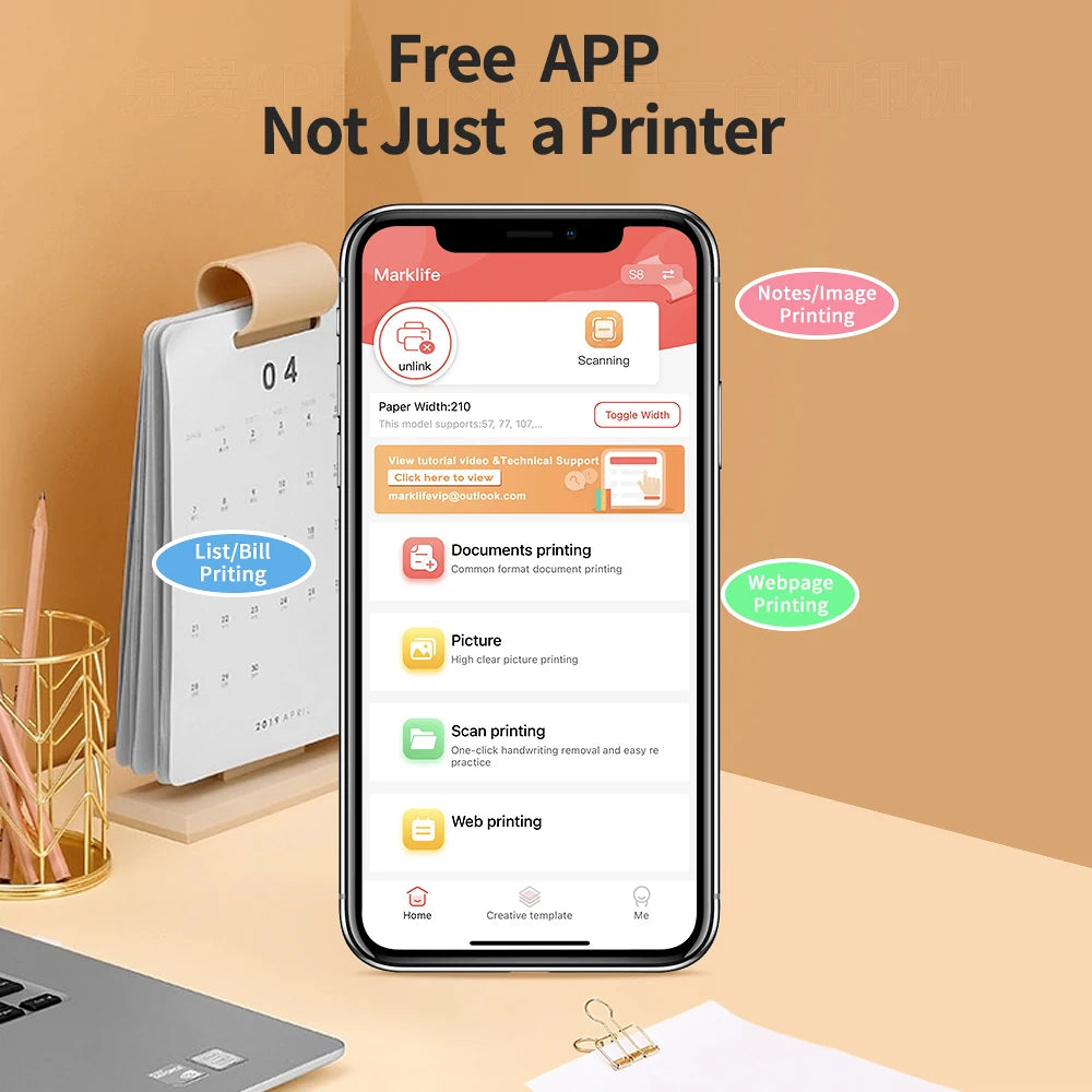 Portable A4 Thermal Printer - Wireless Mini Tattoo Printer