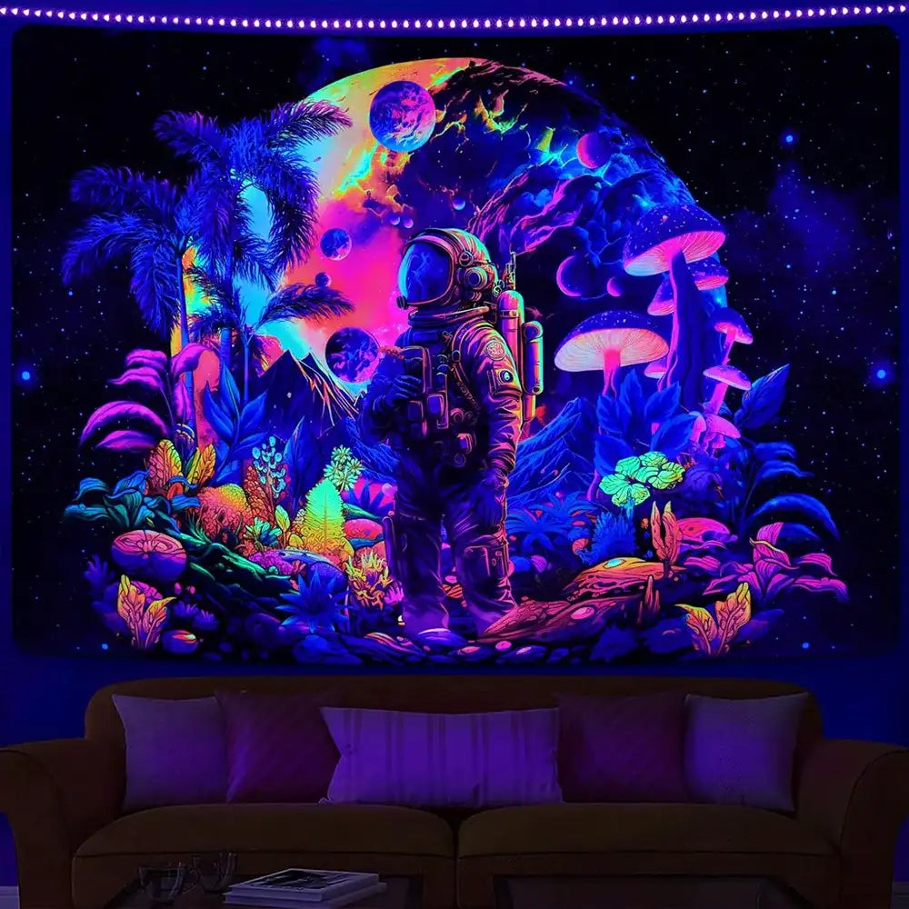 UV Reactive Alien Black Light Tapestry