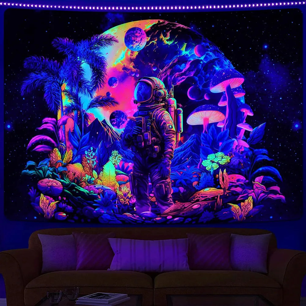 UV Reactive Alien Black Light Tapestry