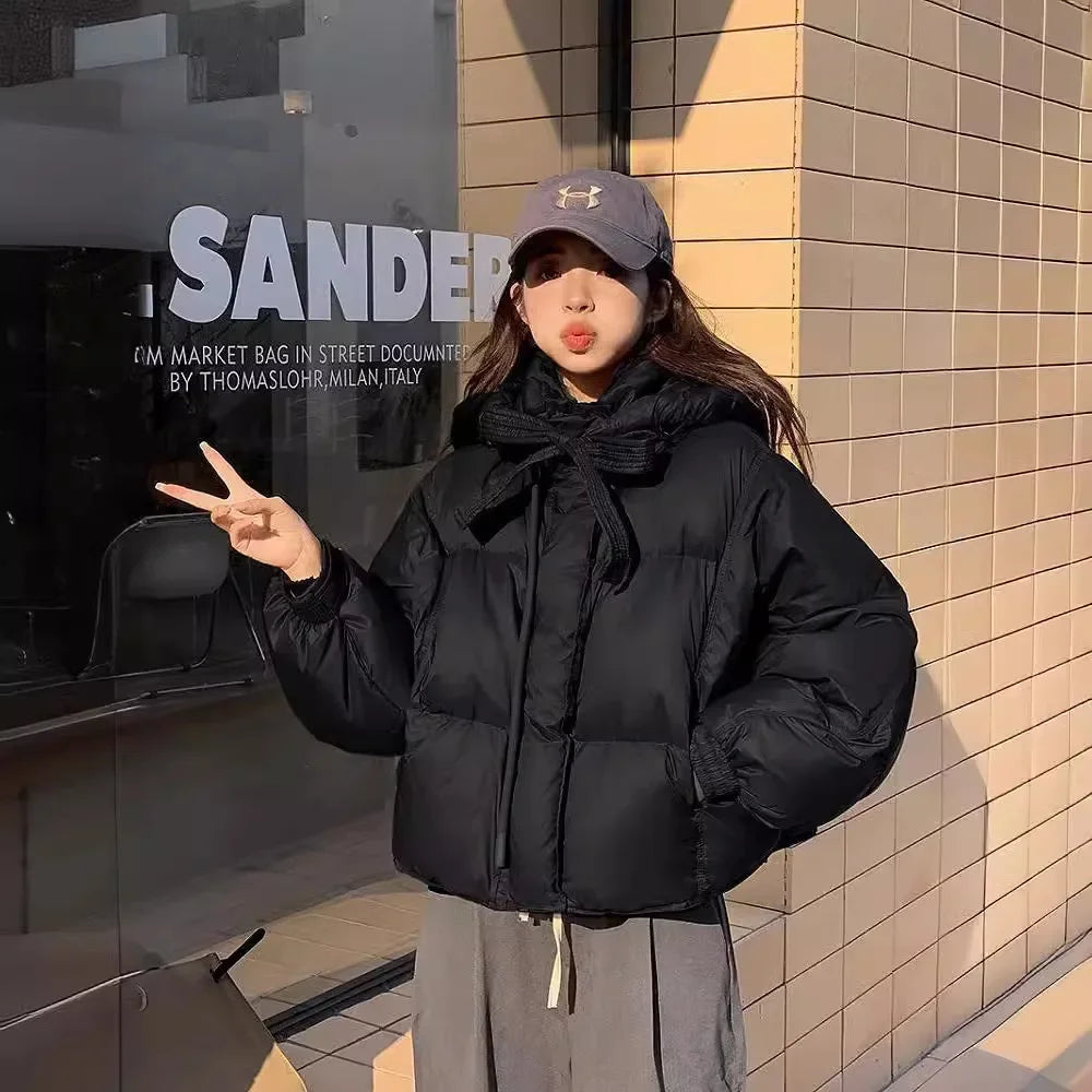 Women Cropped Winter Puffer Jacket 