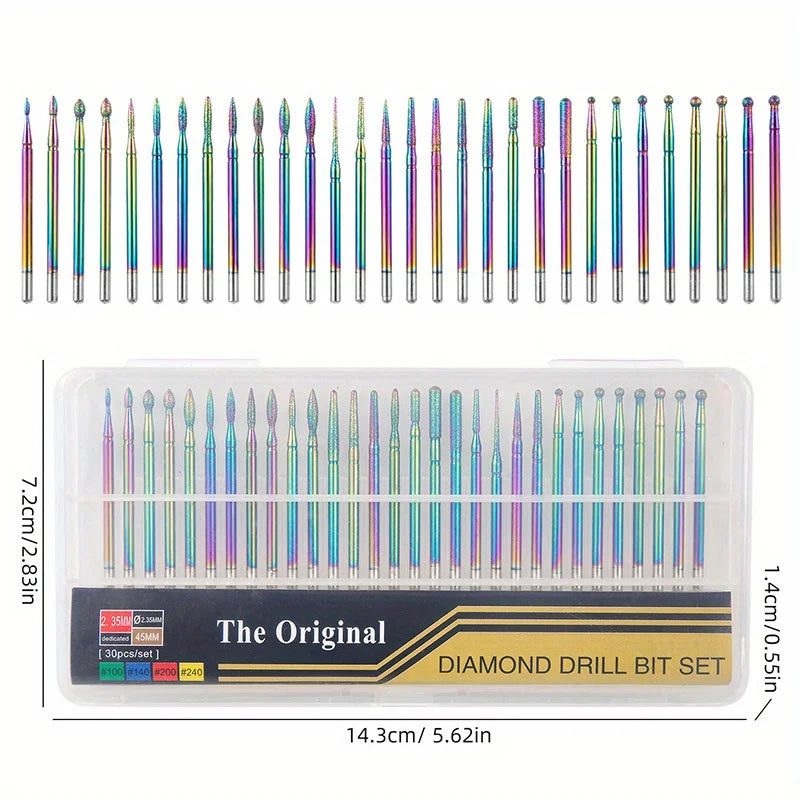 Diamond Nail Drill Bits by TaoTips – 30-Piece Set