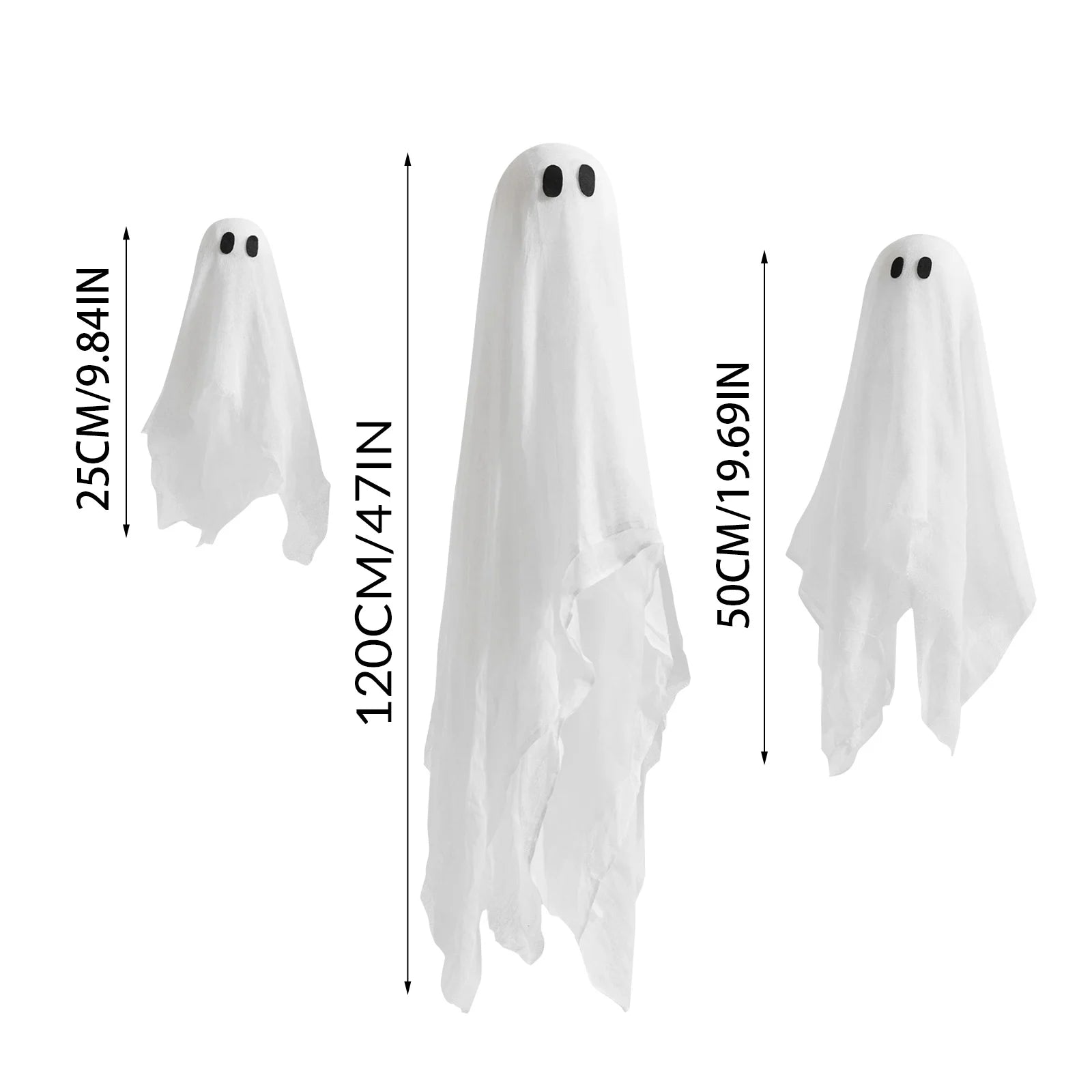 Halloween Glowing Hanging Ghost Ornaments 3pcs Pack