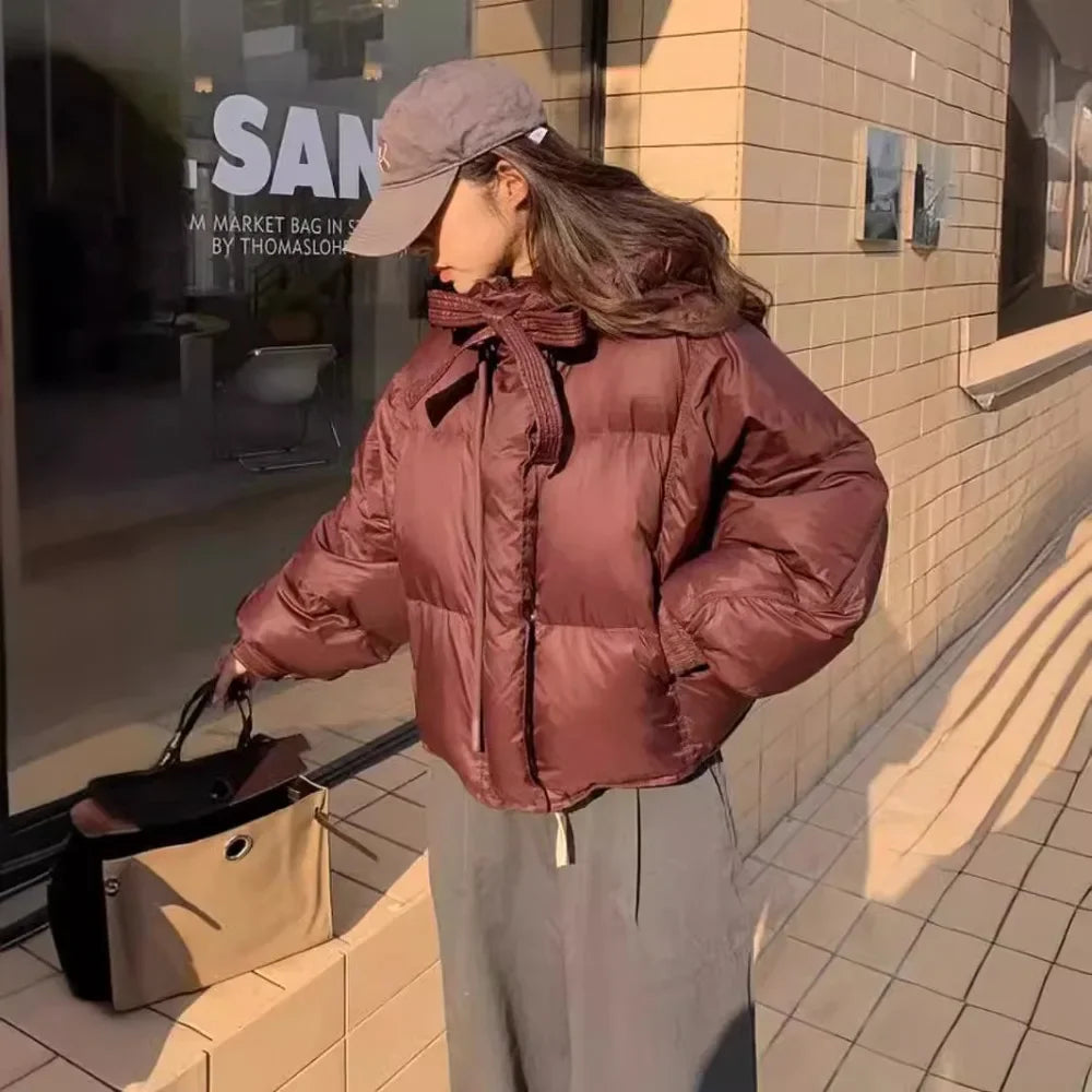 Women Cropped Winter Puffer Jacket 