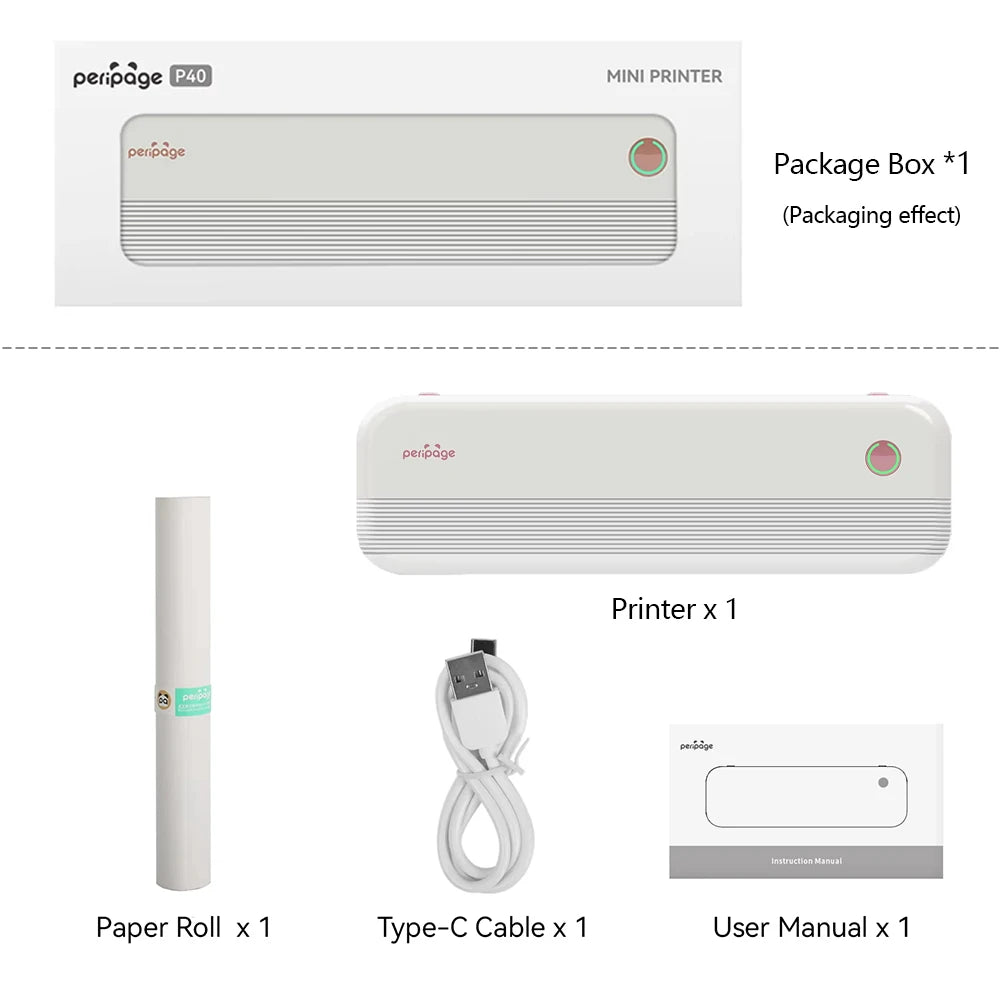 Peripage A40 Mini Thermal Printer Portable A4