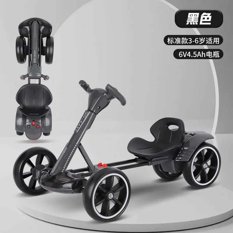 Kids Electric Go Kart with Double Battery Ride - Foldable 