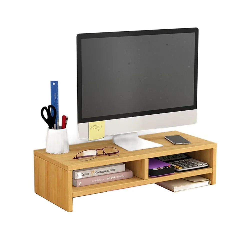 Wood Desktop Computer Stand for Monitor & Laptop