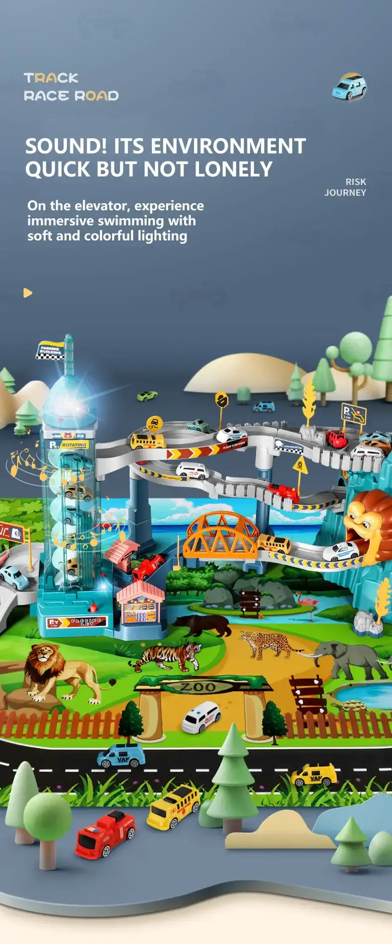 Lion Theme Car Track Toy