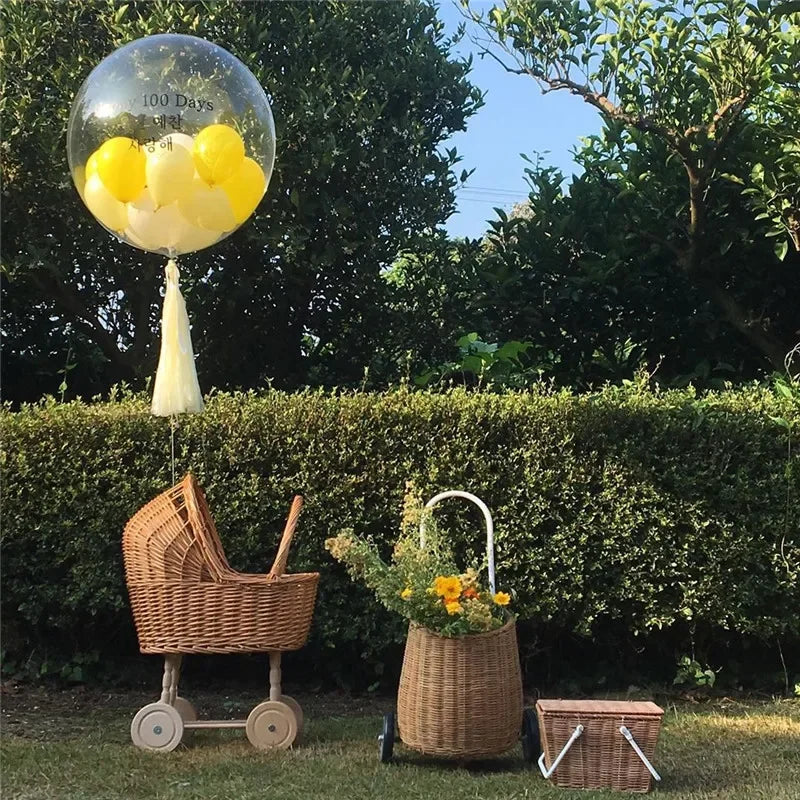 Retro Rattan Doll Stroller