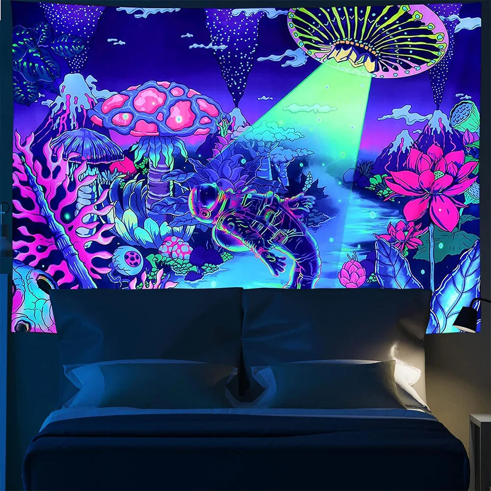 UV Reactive Alien Black Light Tapestry