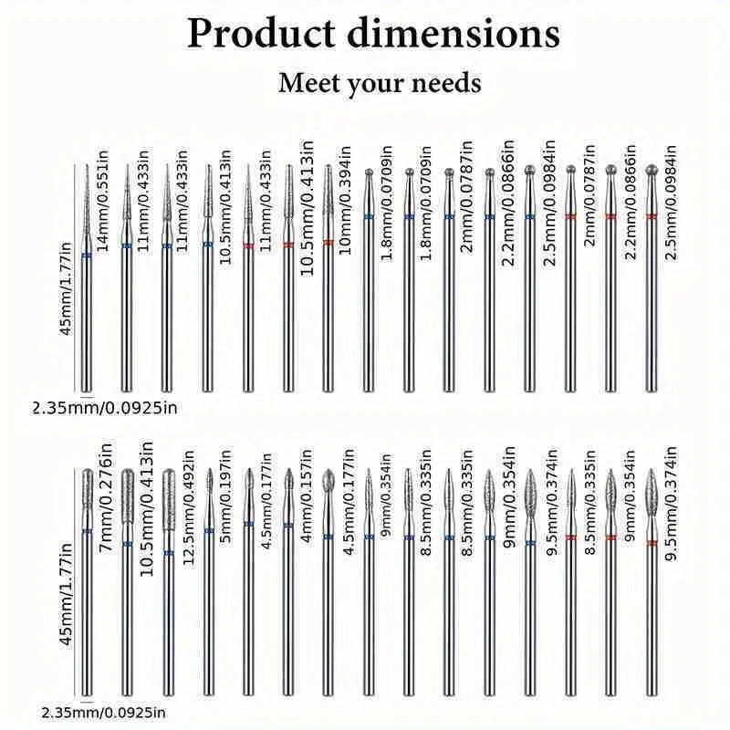 Diamond Nail Drill Bits by TaoTips – 30-Piece Set